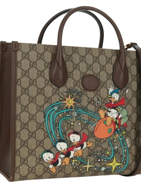 Gucci Handbags - GUCCI GG Supreme Donald duck Hand Bag PVC 2way Beige Gold 648134 Auth 161733SAM